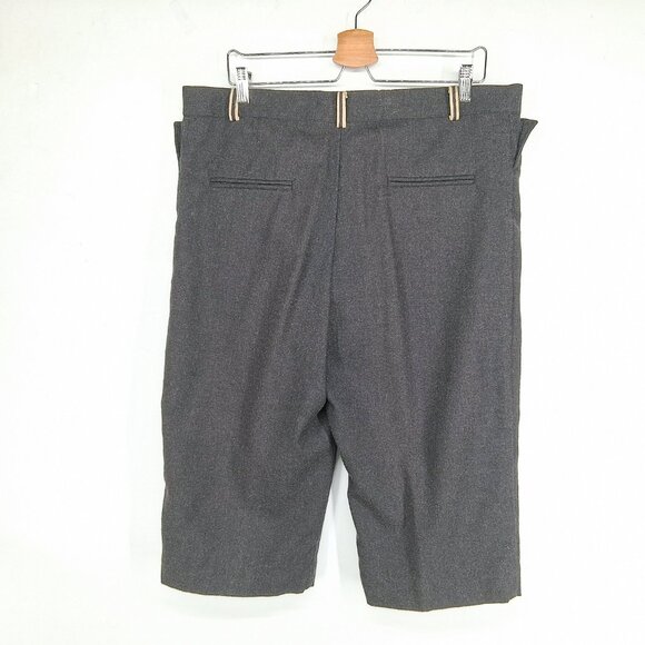 GARY GRAHAM Gray Merino Wool Fold Over Waist Leather Trim Avant Garde Pants 6 - Picture 2 of 16